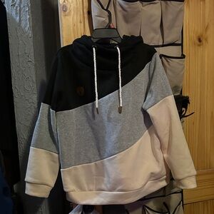Colorblock Hoodie with Drawstring